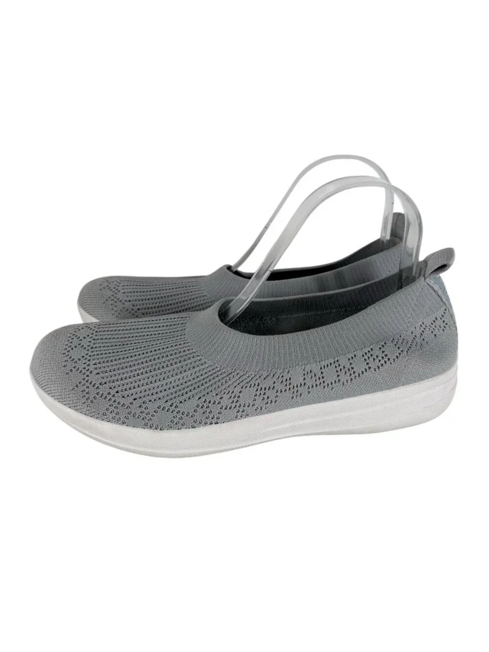 FitFlop Women Size 9 Gray Comfort Stretch Uberknit Slip On Ballerina Flats
